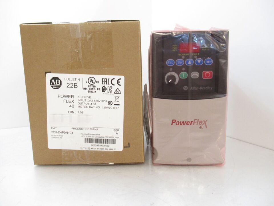 Allen-Bradley 22B-D4P0N104 PowerFlex 40 AC Drive 480VAC 3-Phase 4A 2HP IP20