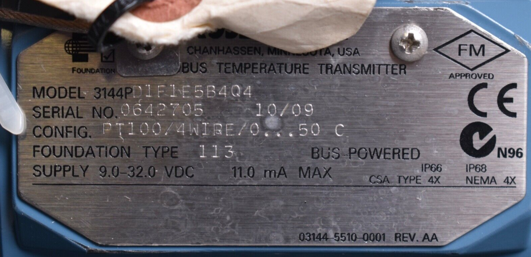 Emerson Rosemount 3144P Busbetriebener Temperaturtransmitter 3144PD1F1E5B4Q4