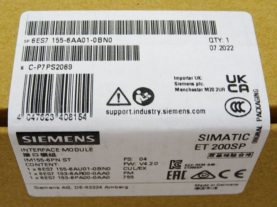 Siemens 6ES7155-6AA01-0BN0 SIMATIC ET 200SP IM155-6PN ST PROFINET Schnittstelle