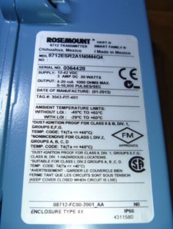 Neuer Rosemount 8712ESR2A1N0M4Q4 HART 12–42 VDC Display-Transmitter 2013