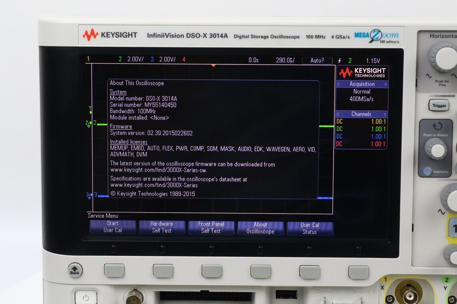 KEYSIGHT INFINIVISION DSOX 3014A DIGITALE SPEICHERUNG OSZILLOSKOP 100MHZ/4GSA/s