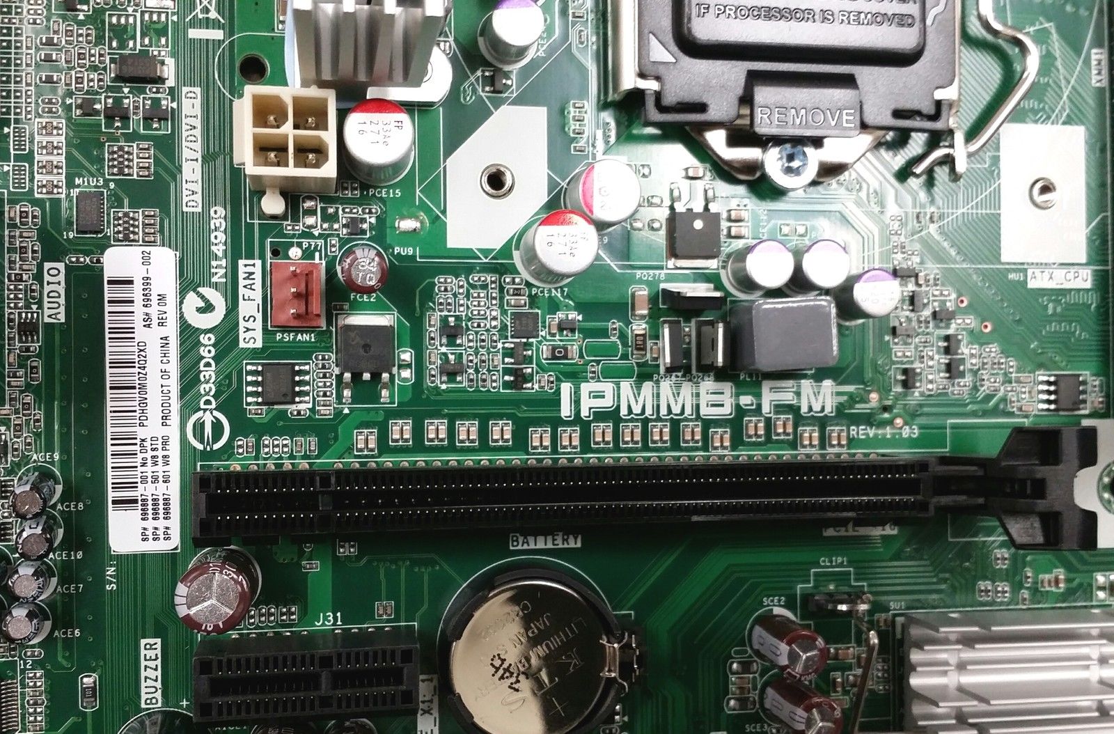 HP Envy Phoenix h9 Formosa MB IPMMB-FM Intel Z75 PN 664040-001