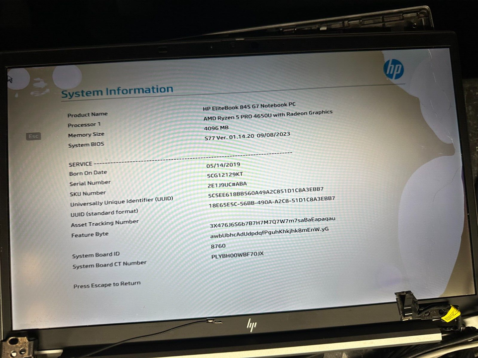 HP Elitebook 845 G7 AMD Ryzen 5 Pro 4650u Motherboard M22243-601
