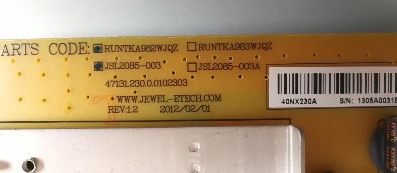 Sharp RUNTKA982WJQZ JSL2085-003 Netzteilplatine