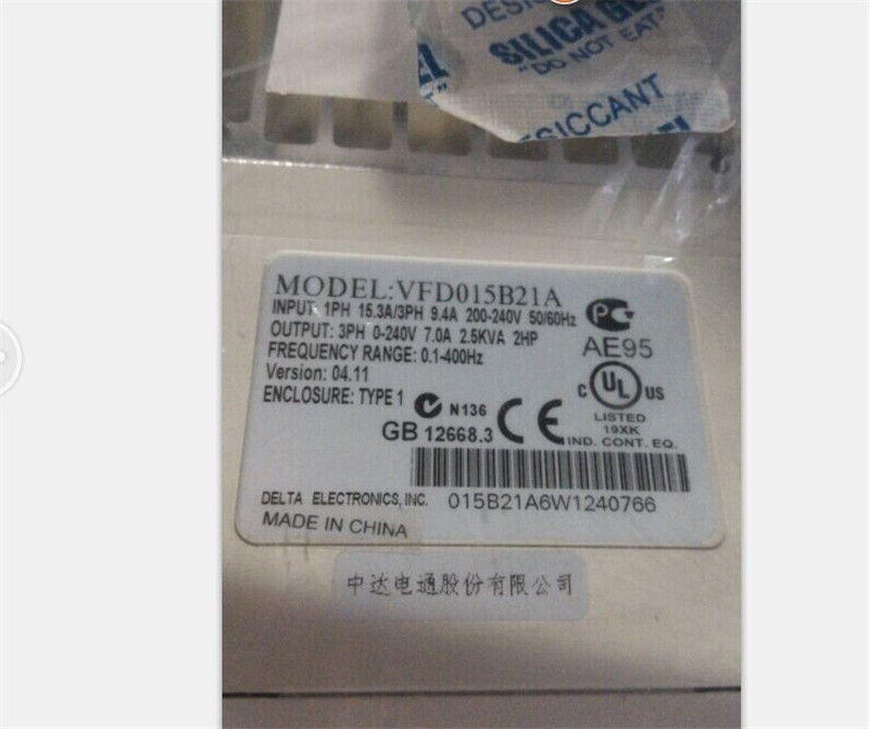 VFD015B21A DELTA VFD-B Inverter Frequency converter 1.5kw 2HP 1 PHASE 22