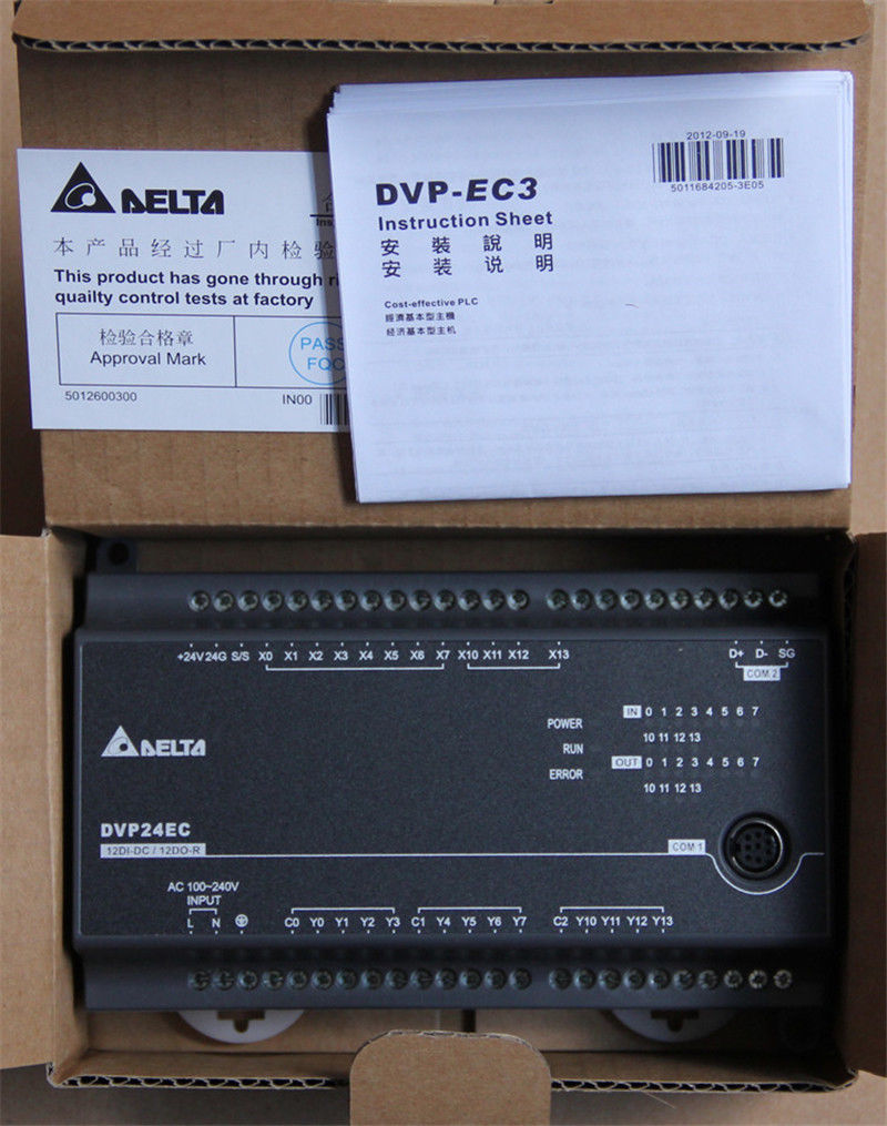 DVP24EC00R3 Delta EC3 Series Standard PLC DI 12 DO 12 Relay 100-240VAC n