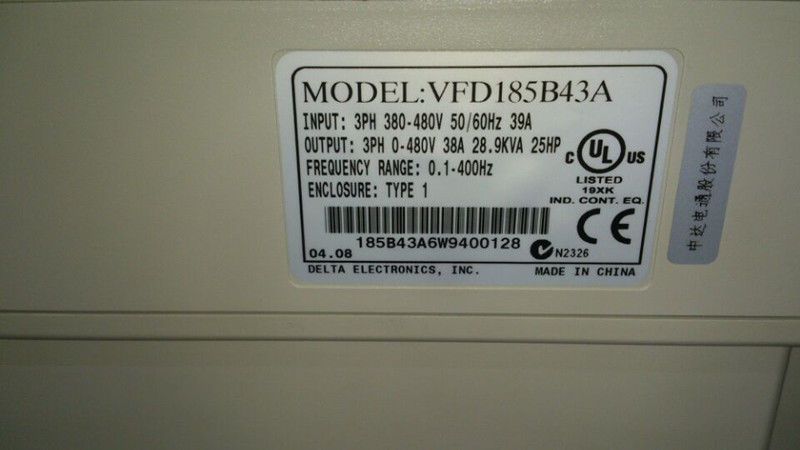 VFD185B43A DELTA VFD Inverter Frequency converter 18.5kw 25HP 3 PHASE 38