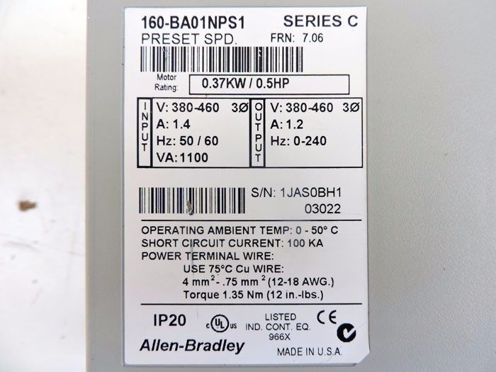brandneue Allen Bradley 160BA01NPS1 im kasten