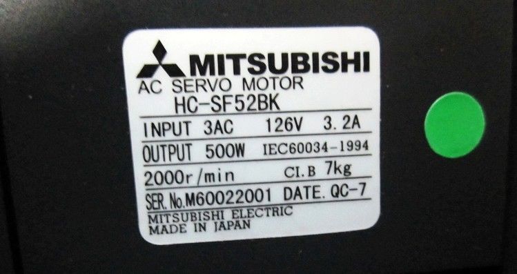 MITSUBISHI HC-sfs52bk AC-Servomotor 126 V 2000 U/min HCSFS52BC