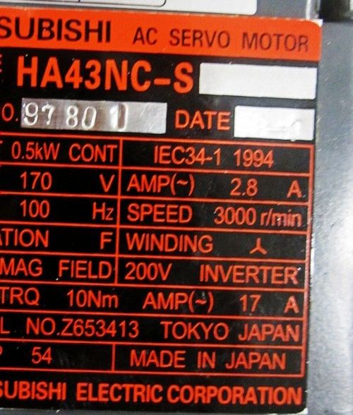 Nagelneuer Mitsubishi SERVO MOTOR HA43NC-S in Box HA43NCS