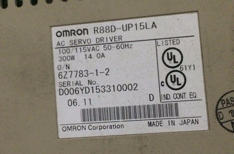 USED 100% TESTED AC SERVO DRIVER R88D-UP15LA