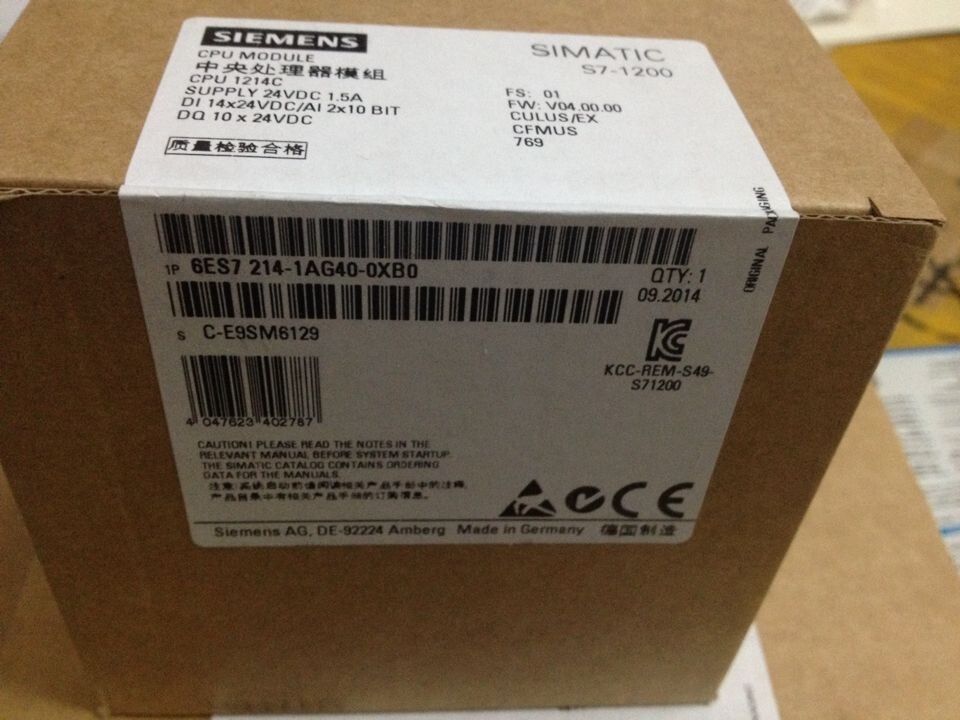 New Siemens 6ES7 214-1AG40-0XB0 CPU Module 6ES7214-1AG40-0XB0 In Box